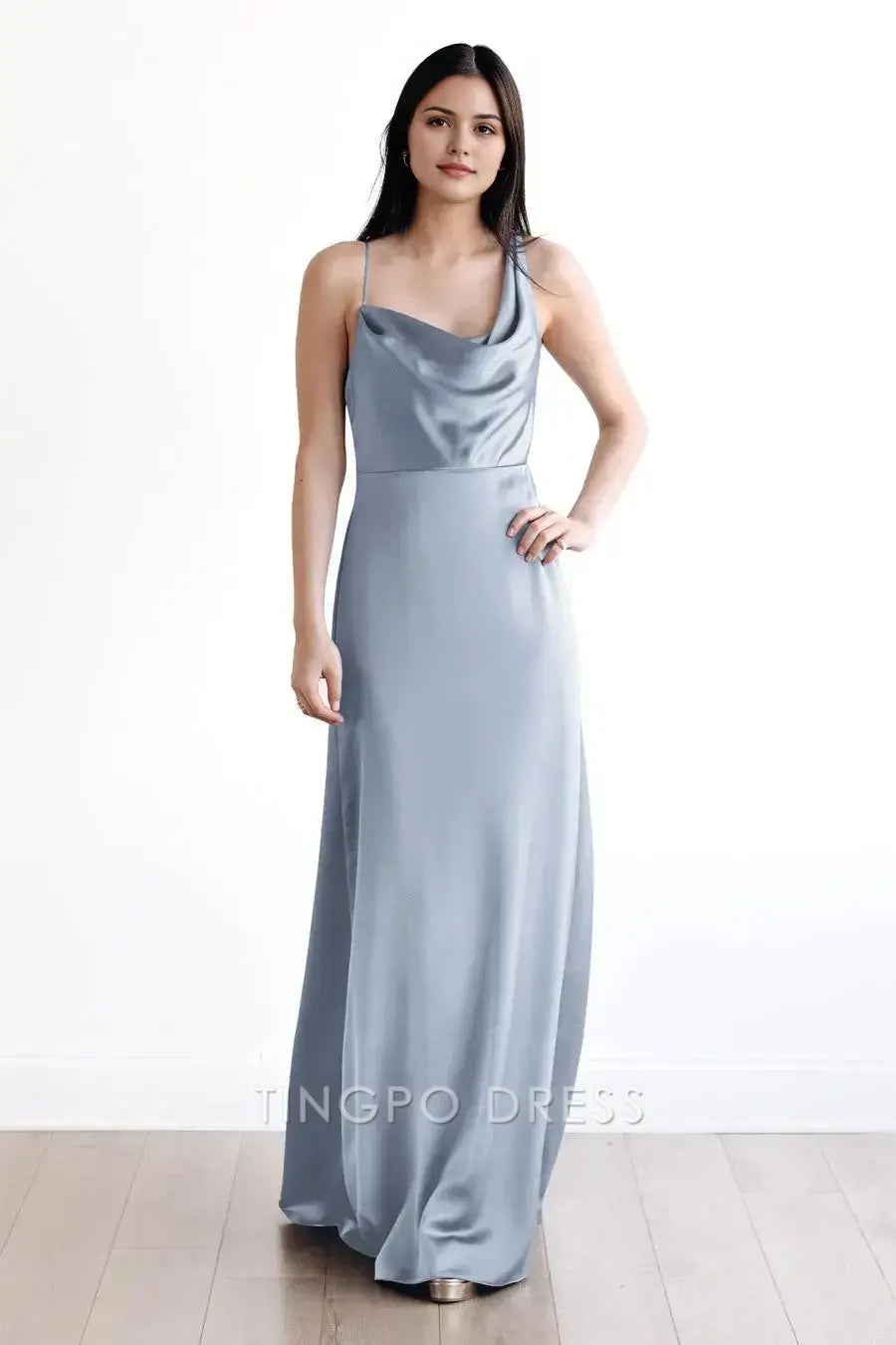 TingPo Wholesale Elegant Solid color irregular lace up plain dress - asymmetrical shoulder lightweight summer dress